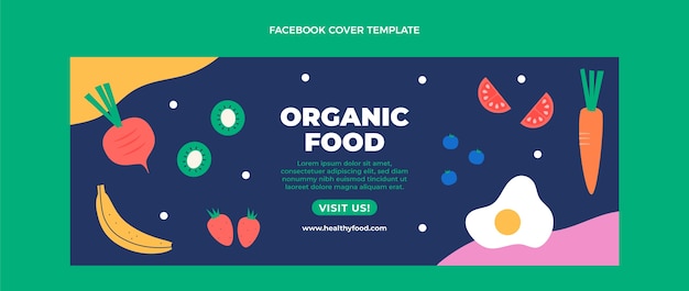 Capa do facebook de comida orgânica de design plano