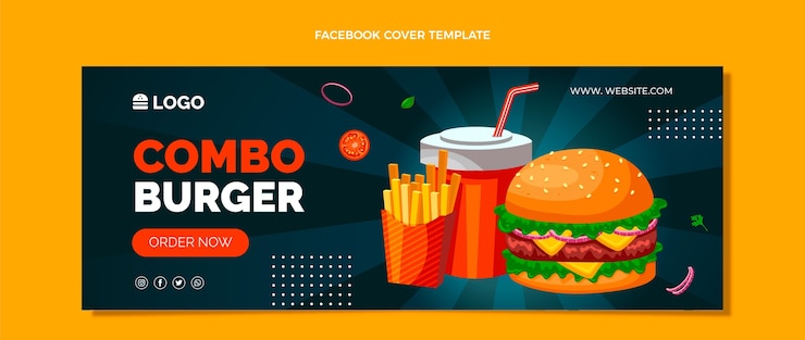 Vetor grátis capa do facebook de fast food de design plano