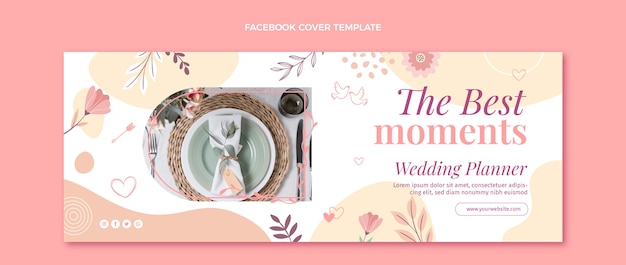 Capa do facebook de planejador de casamento desenhado à mão