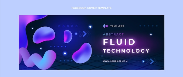Capa do Facebook de tecnologia de fluido abstrato gradiente