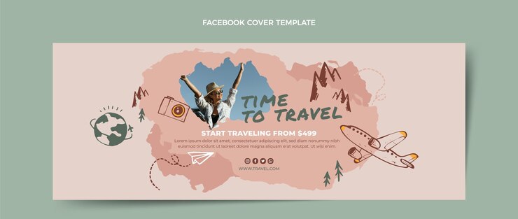 Vetor grátis capa do facebook de viagem desenhada à mão