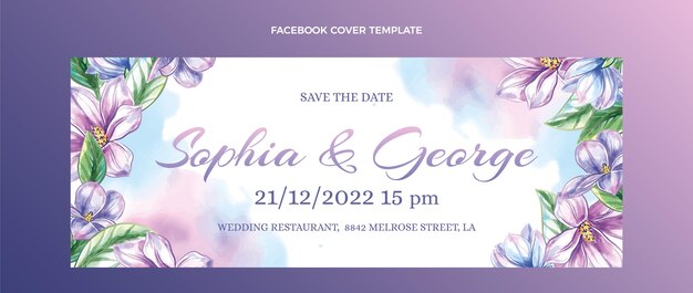 Capa do facebook do casamento desenhada à mão em aquarela