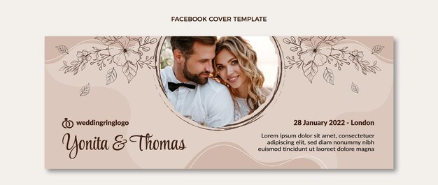 Capa do facebook do casamento desenhada à mão