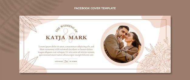 Capa do facebook do casamento desenhada à mão