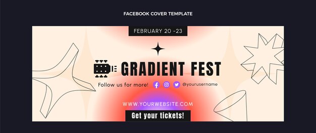 Capa do facebook do festival de música colorida gradiente