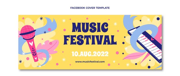 Capa do facebook do festival de música desenhada à mão