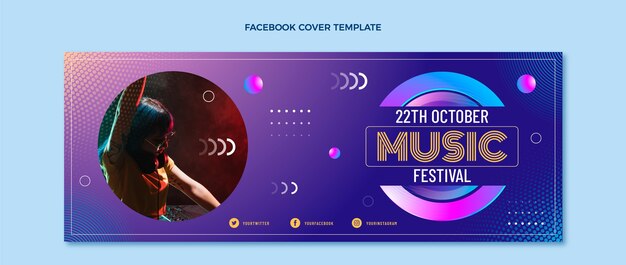 Capa do facebook do festival de música gradiente em meio-tom