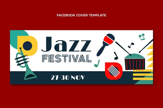 Capa do facebook do festival de música minimalista em estilo simples