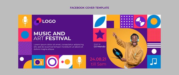 Capa do facebook do festival de música mosaico plano