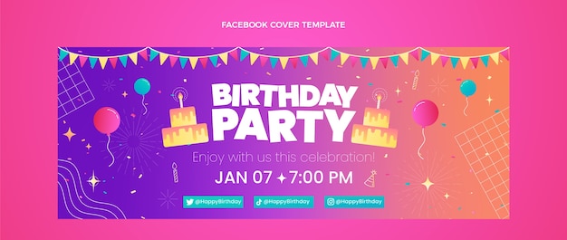 Capa do facebook do gradiente colorido do aniversário