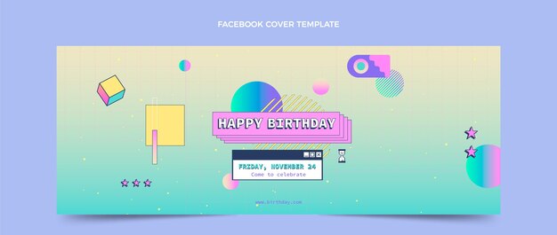 Capa do facebook do gradiente retro do aniversário do vaporwave