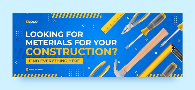 Vetor grátis capa do facebook do projeto de construção realista