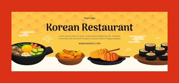 Vetor grátis capa do facebook do restaurante coreano gradiente