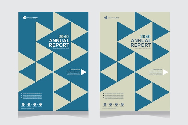 Vetor grátis capa do relatório anual com triângulos azuis