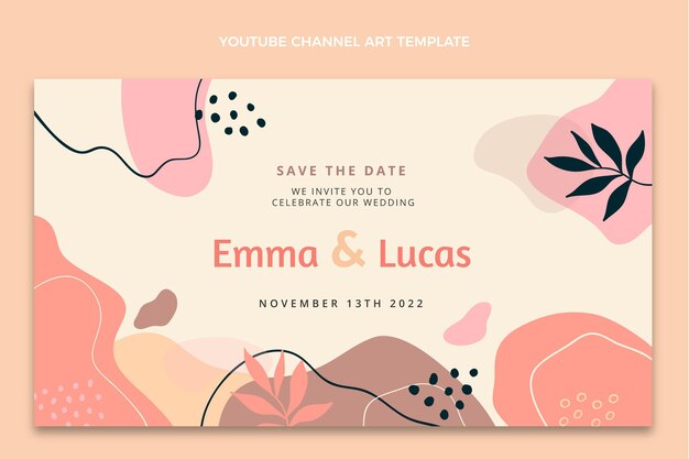 Capa do youtube de casamento abstrato em aquarela