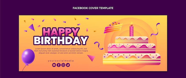 Vetor grátis capa gradiente colorida do facebook do aniversário