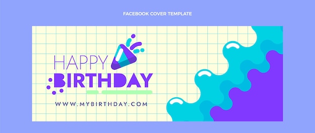 Vetor grátis capa mínima do facebook do aniversário do design plano