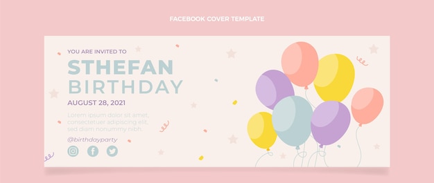 Vetor grátis capa plana mínima do facebook para aniversário