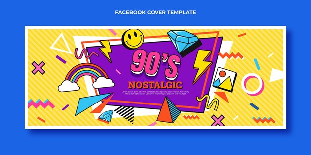 Capa plana nostálgica do facebook dos anos 90