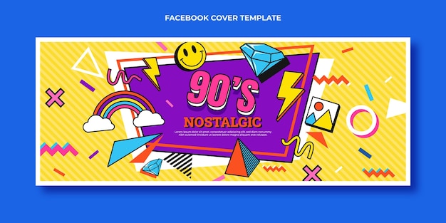 Capa plana nostálgica do facebook dos anos 90