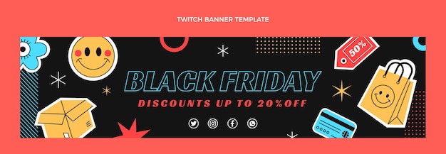 Capa preta plana sexta-feira twitch