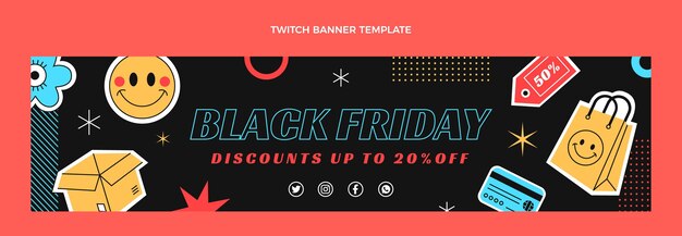 Capa preta plana sexta-feira twitch