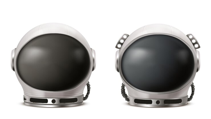 Vetor grátis capacete de astronauta cosmonauta traje espacial isolado no branco