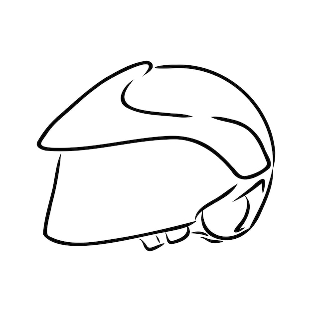 Capacete de bicicleta de segurança desenhado à mão em preto e branco ilustração vetorial retrô headwear Vetor Premium