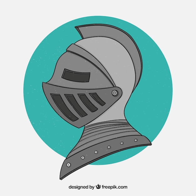Vetor grátis capacete medieval desenhado a mão