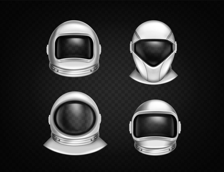 Vetor grátis capacetes de astronauta para exploração espacial