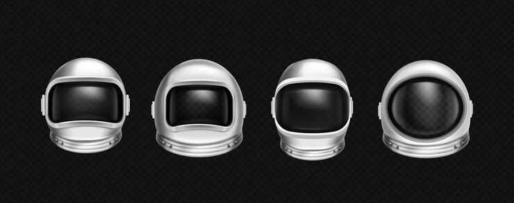 Vetor grátis capacetes de astronauta preparados para exploração espacial