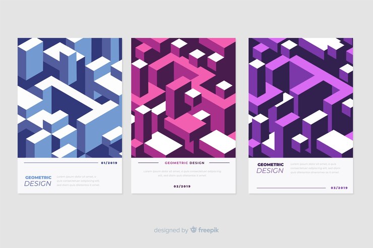 Vetor grátis capas de design em estilo geométrico