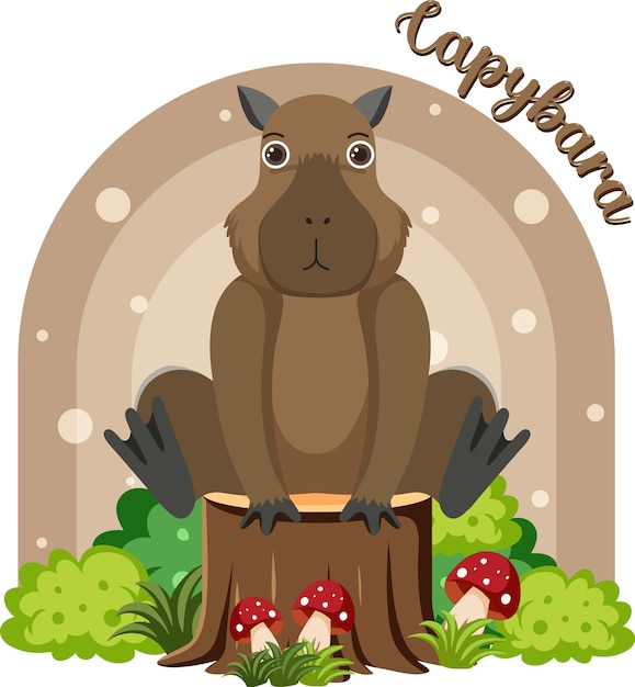 Capivara fofa em estilo simples de desenho animado