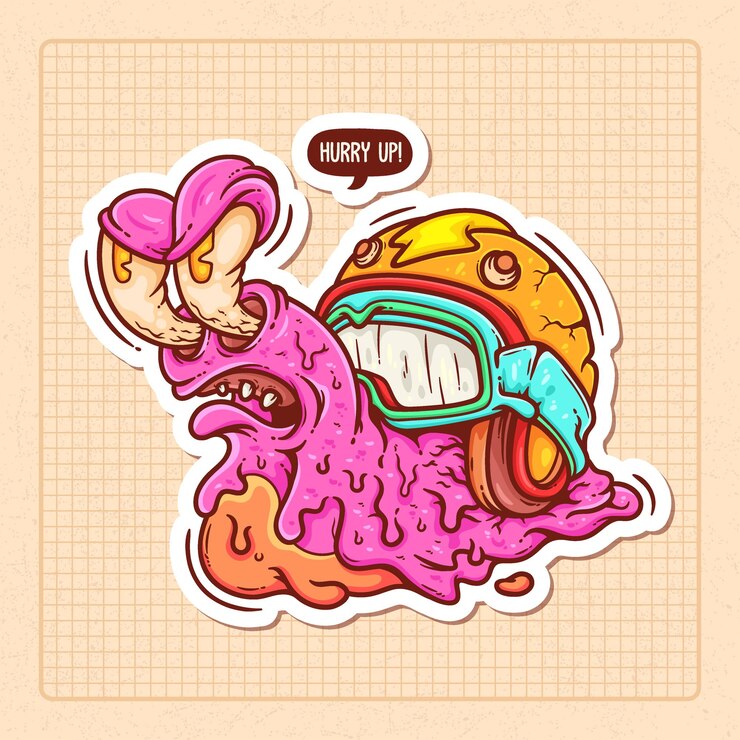 Vetor grátis caracol de corrida ilustração vetorial colorida desenhada à mão