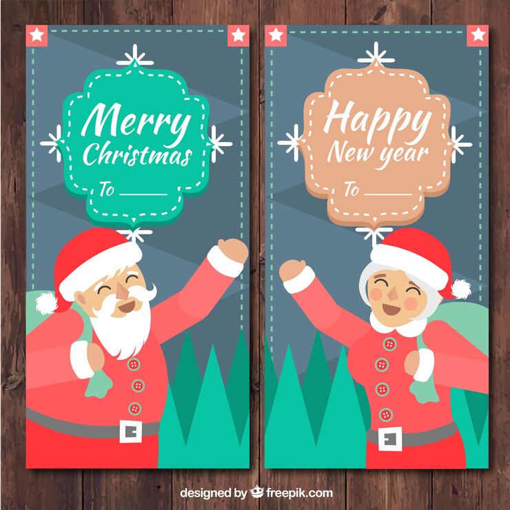 Vetor grátis caracteres cumprimento agradável tag do natal