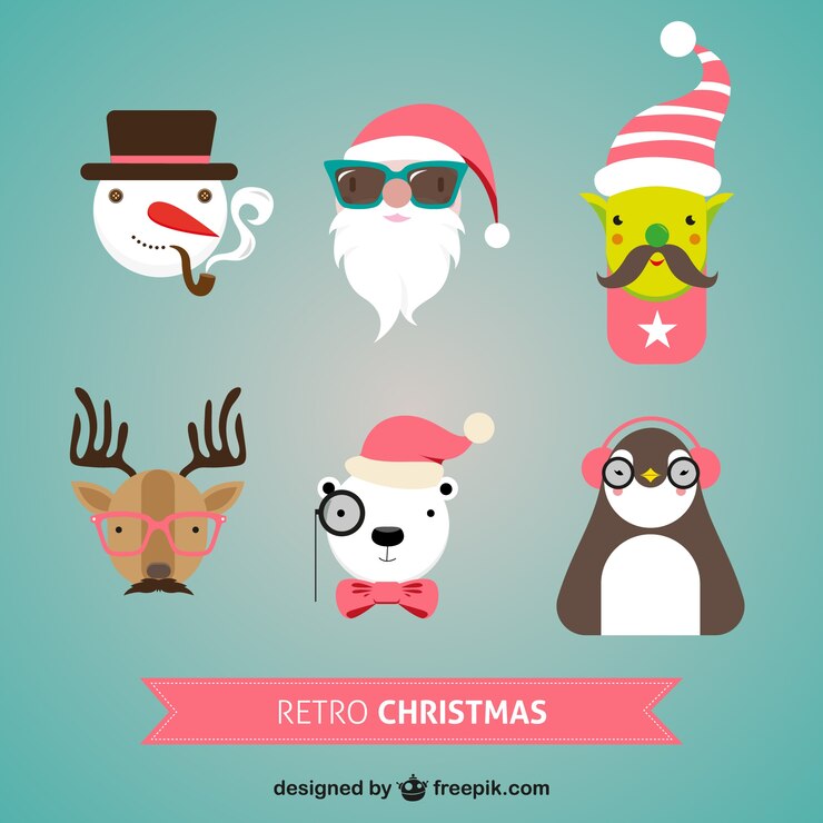 Vetor grátis caracteres retros do natal