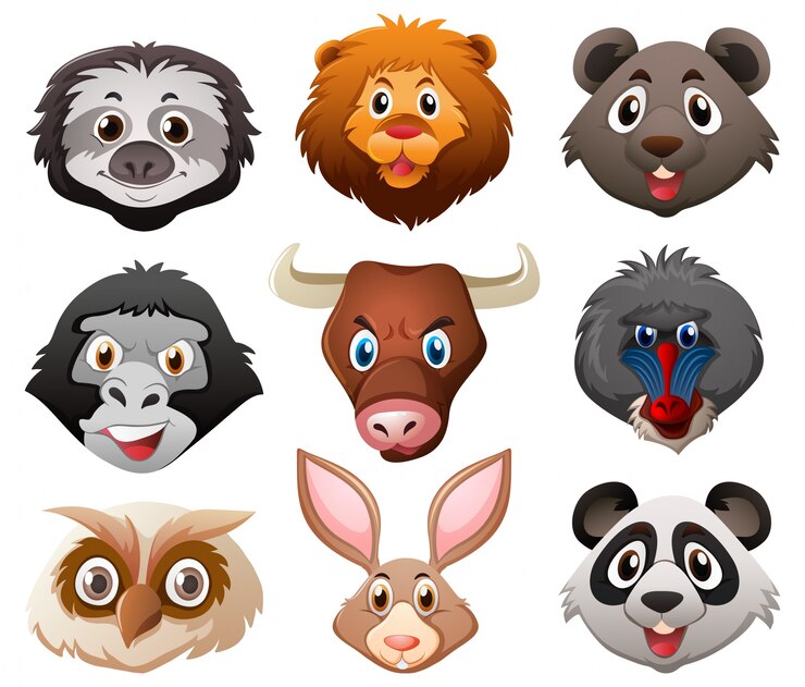 Vetor grátis caras de animais selvagens
