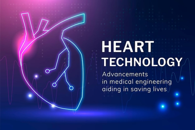 Vetor grátis cardiologia médica de vetor de modelo de tecnologia de coração
