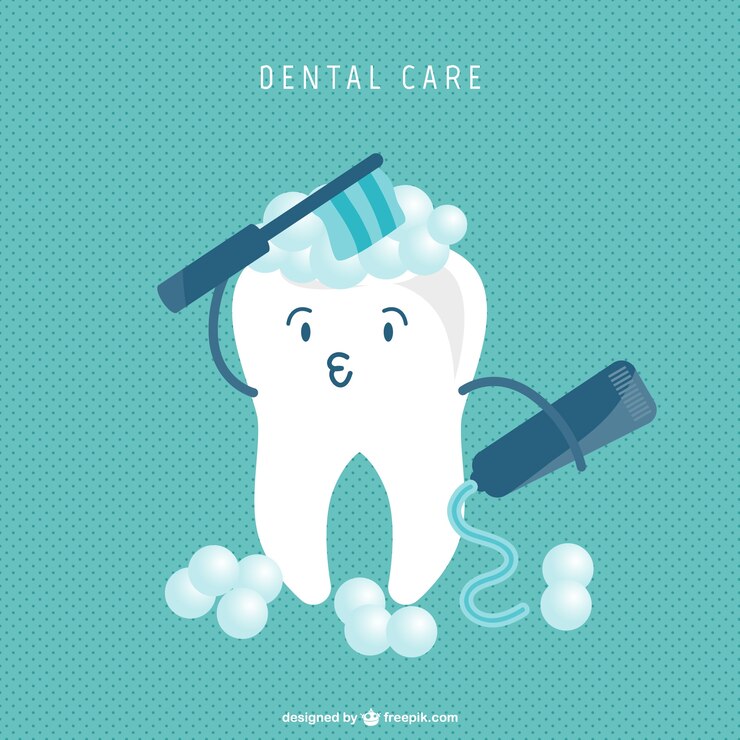 Vetor grátis caricatura dente limpeza conceito