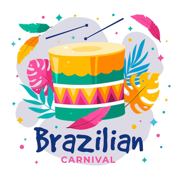 Carnaval brasileiro em design plano