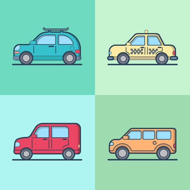 Carro automóvel táxi táxi jipe SUV veículo sedan hatchback conjunto de transporte legal.