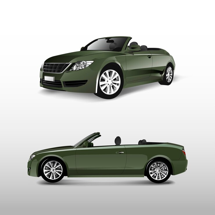 Vetor grátis carro conversível verde isolado no branco vector