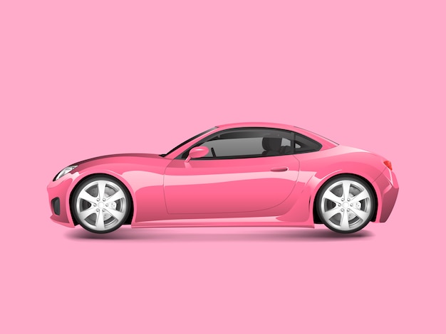 Carro esportivo rosa em um vetor de fundo rosa