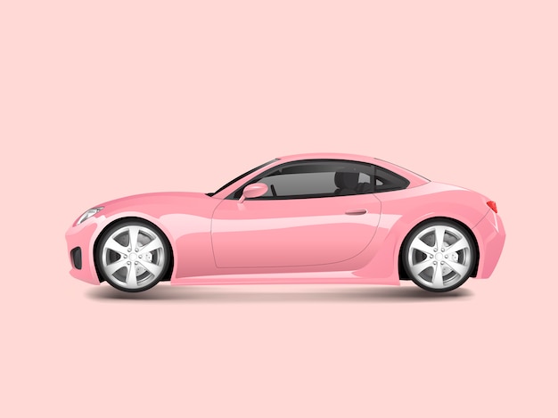 Carro esportivo rosa em um vetor de fundo rosa