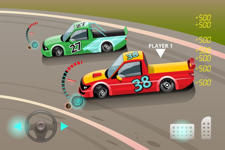 Vetor grátis carro queimado, deriva do carro esporte do jogo para o ponto no jogo, corrida de rua, equipe de corrida, turbocompressor, ajuste