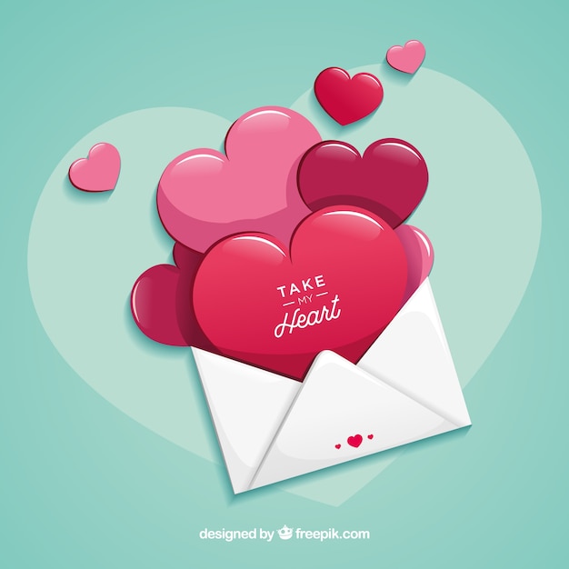 Carta de amor com design plano