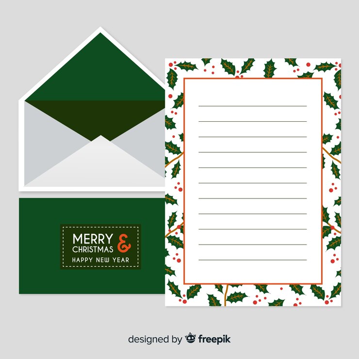 Vetor grátis carta de natal criativa e modelo de envelope