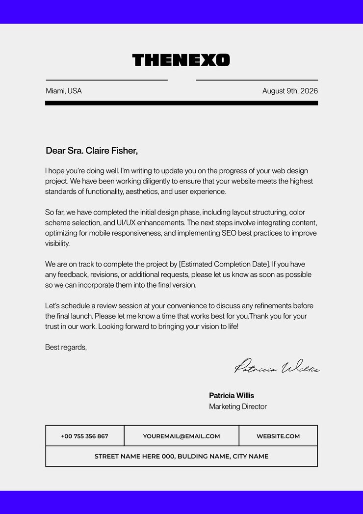 Vetor grátis carta de negócios anunciando a atualização do projeto de design web