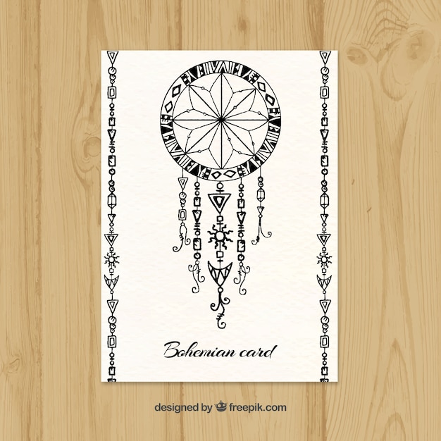 Cartão bohemian com dreamcatcher