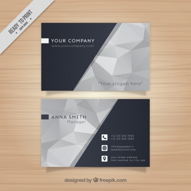Cartão corporativo cinza poligonal